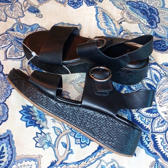 SOFFT Faedra Leather platform wedge sandals Black Size 8, 8 5M New - Picture 13 of 16